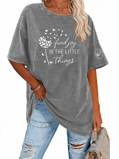 Women's Vintage Washed T-Shirt - 230g Thick Short Sleeve Round Neck Retro Loose Fit Tee with Washable Softness, Casual Spring Summer Casual Attire for a Layering Piece (Machine Washable)