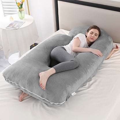 62-Inch J-Shaped Pregnancy Pillow - Velvet-Look Full-Body Design