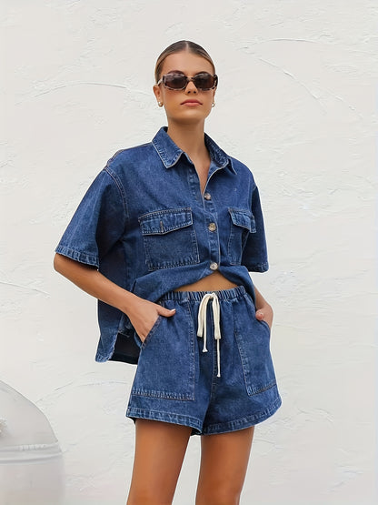Women's Blue Denim Shorts - product view 7