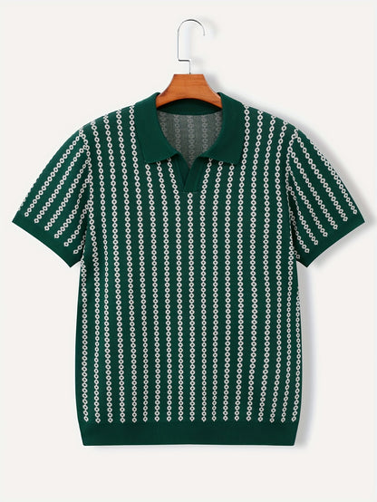 Men's Knitted Polo Top Business Leading Short Sleeve Golf Casual Polo Top
