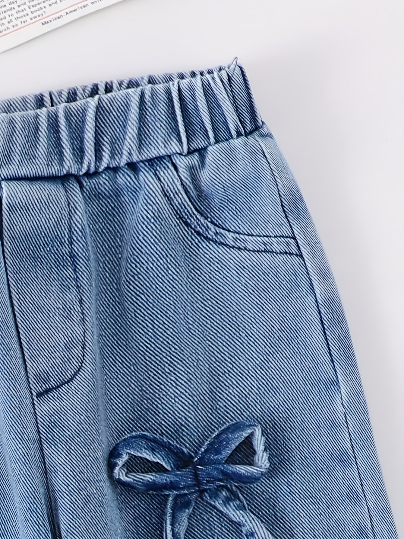 Girls' Black Denim Printed Short-Sleeve Pants - product view 13