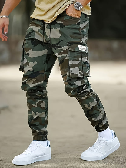 Men's Casual Pants In Spring And Autumn, Multi Pocket Straight Leg Pants, Cotton Pants, Camouflage Style Men's Pants, Outdoor Sports And Leisure