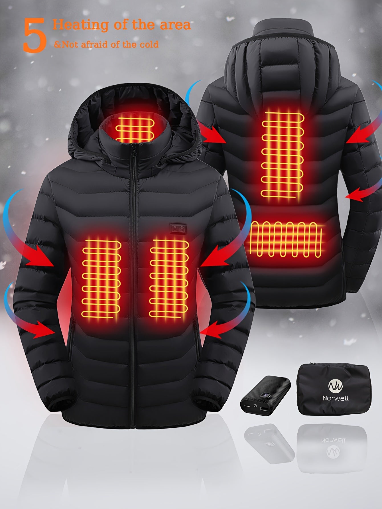 Women's Winter Heated Jacket with Power Supply, New Autumn/Winter Outdoor Casual and Sports Fashion Heated Coat Jacket, New Fashion Heated Jacket for Outdoor Sports and Skiing, Suitable as a Gift for Christmas, Thanksgiving, and Spring Festival