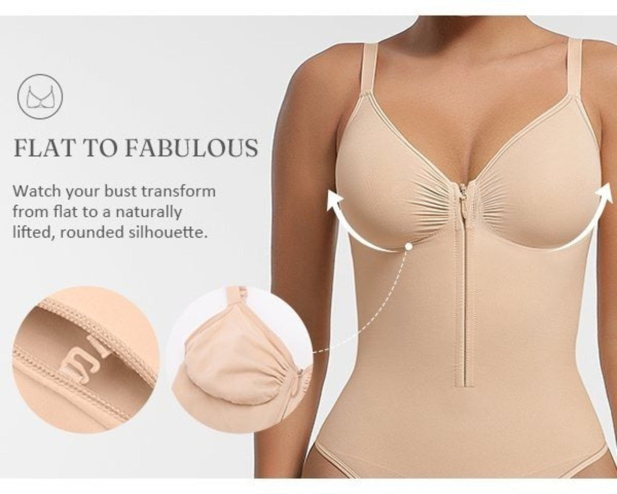 Women's Targeted Control Shapewear Bodysuit - Zip Front Body Smoothing