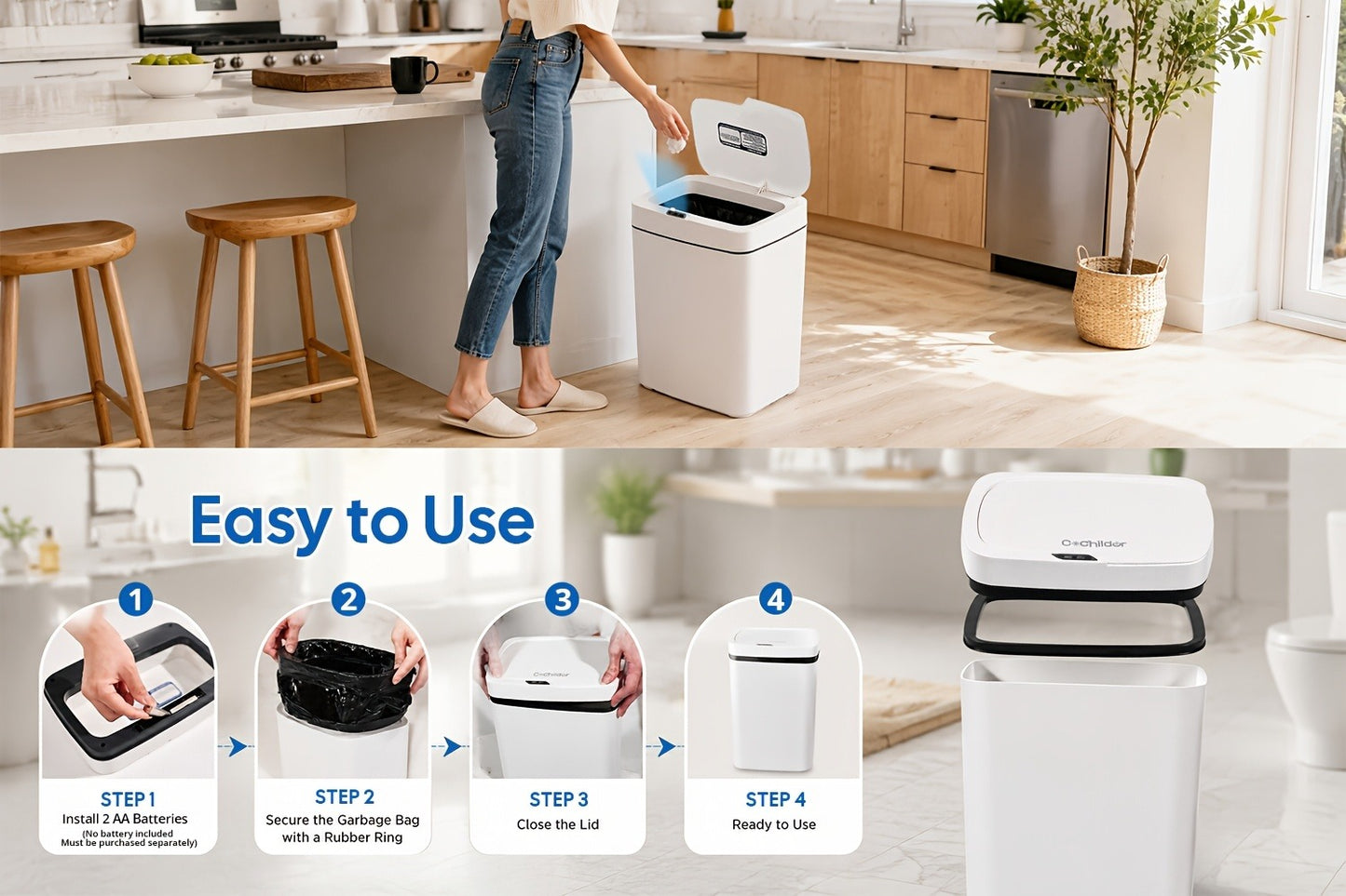 Diaper Pail - PcsCochildor Smart Detector Trash