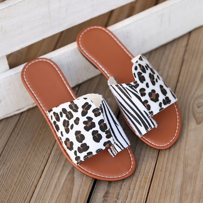 Quick Delivery, Summer Fashionable Women'S Shoes Include Leopard Print Zebra Print Sandals, Casual Flat Slippers, One Foot Shoes, Outdoor Vacation Beach Sandals, Women'S Water Shoes, Women'S Shoe Prices, Summer Essentials
