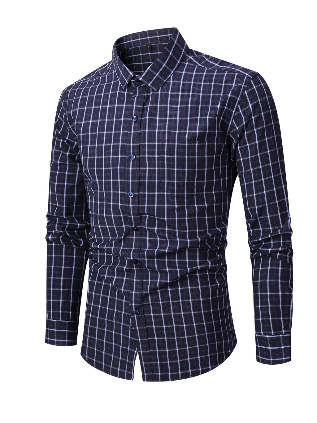 ! Men's Plaid Long Sleeve Shirt - Casual Button- with Pocket, 50% Cotton 50% Polyester, Comfortable Street Style & Commute Essential Fall Wardrobe