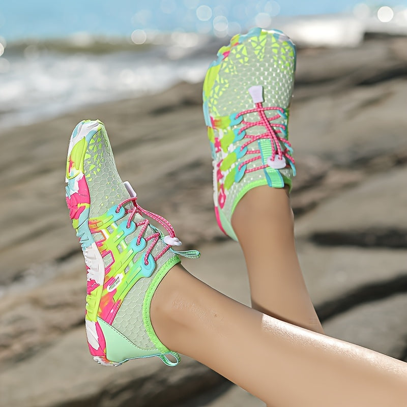 Women's Lightweight Water Shoes - Solid Color, Breathable Fabric Upper - Spring/Summer Beach & Pool Essentials | Non-Slip Rubber Sole | Quick Drying
