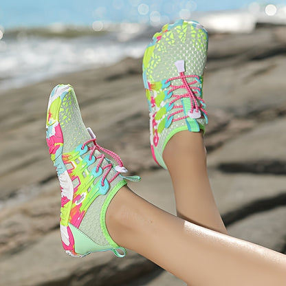 Women's Lightweight Water Shoes - Solid Color, Breathable Fabric Upper - Spring/Summer Beach & Pool Essentials | Non-Slip Rubber Sole | Quick Drying