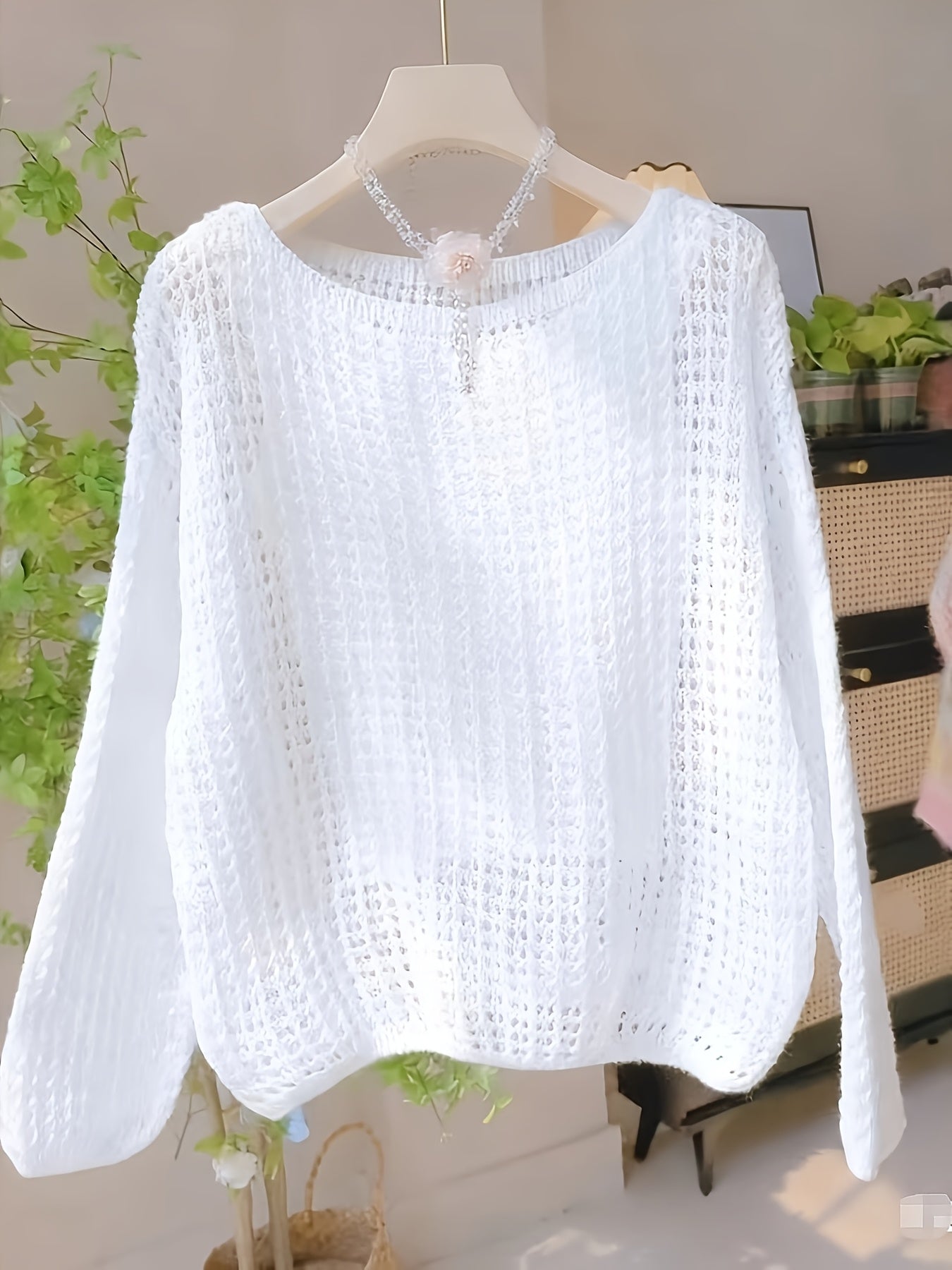 2026 Women'S Hollow Out Sweater Cardigan Long Sleeve Open Front Crochet Cover Up Lightweight Casual Layering Outerwear Soft Top For Spring Fall Winter Resort Wear