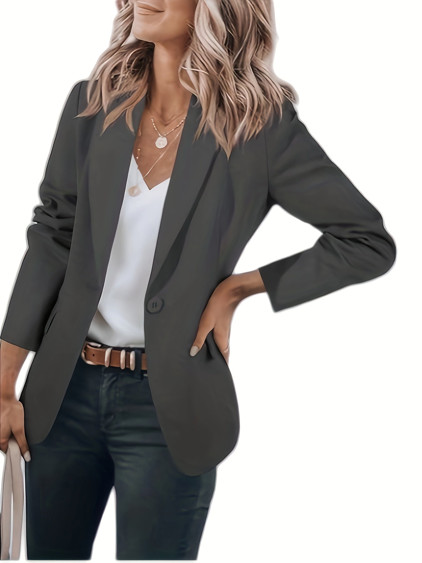 Women'S Fashion Casual Suit Jacket Long Sleeve Coat V-Neck Commute