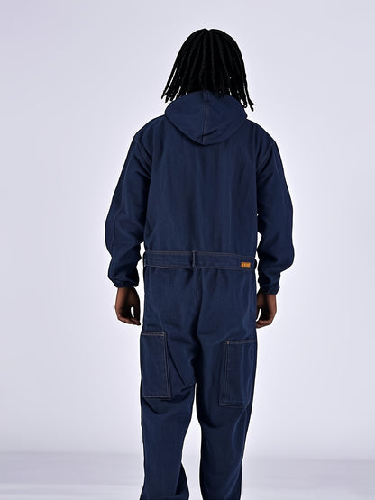 Thick Denim With Multiple Pockets, And Dust-proof Jumpsuit, One-piece Workwear, Suitable For Spring Outdoor Sports And Work, Unisex Style