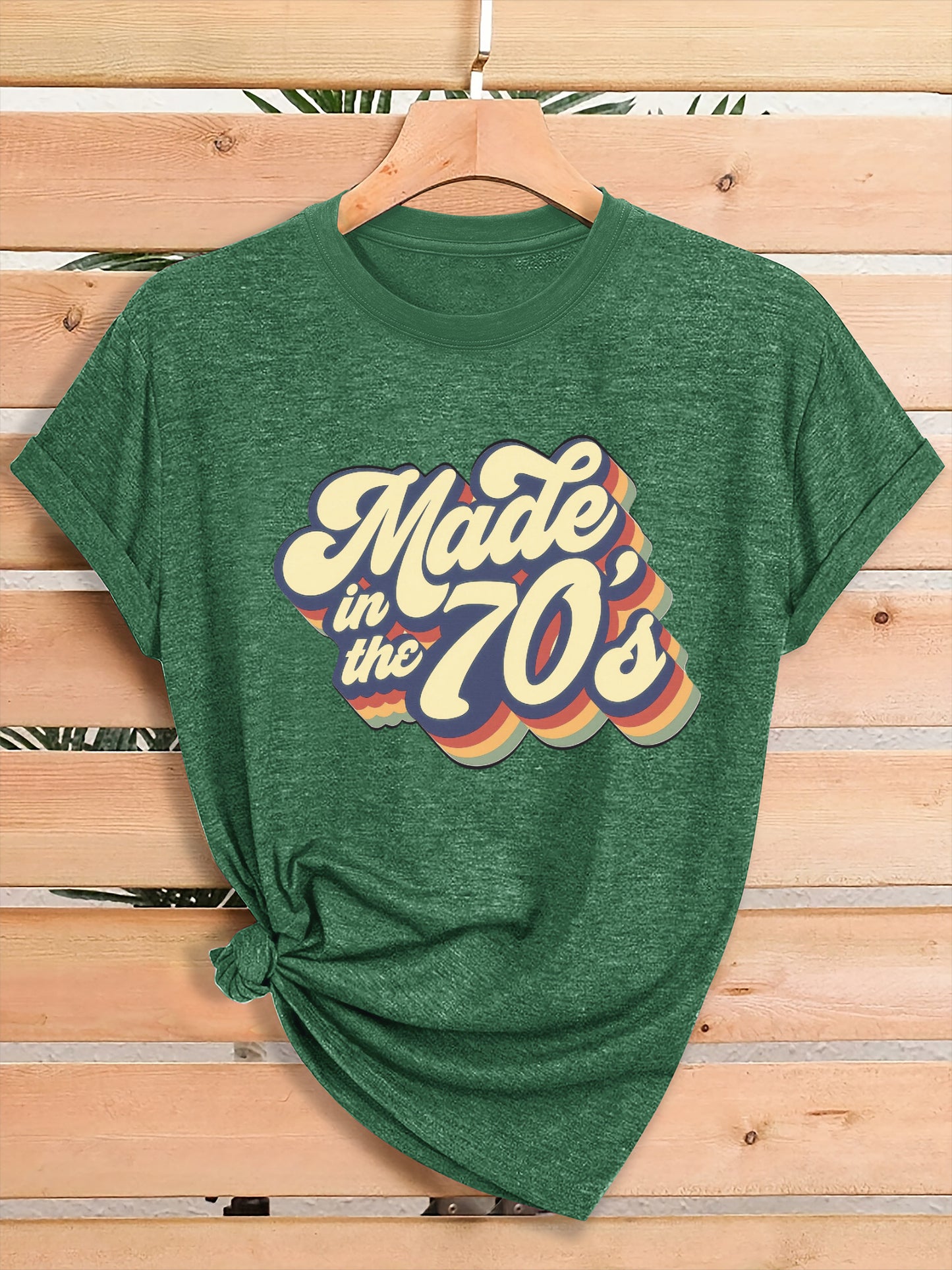 Women'S Summer Retro 70s Printed Crew Neck T-Shirt, Loose Fit, Comfortable Fabric, Daily Casual Top