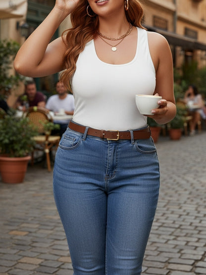 Plus Size - Plus Size - Plus-Size Women'S Spring Summer Fall Vest 2-In-1 Vest with Coaster I-Back Rib Casual Base Vest