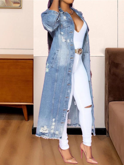 Women's Blue Denim Denim Jacket - product view 6