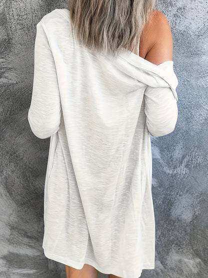 Solid Color Button Front Cardigans, Casual Long Sleeve Long Length Cardigans Top for Spring And Fall, Women'S Clothing