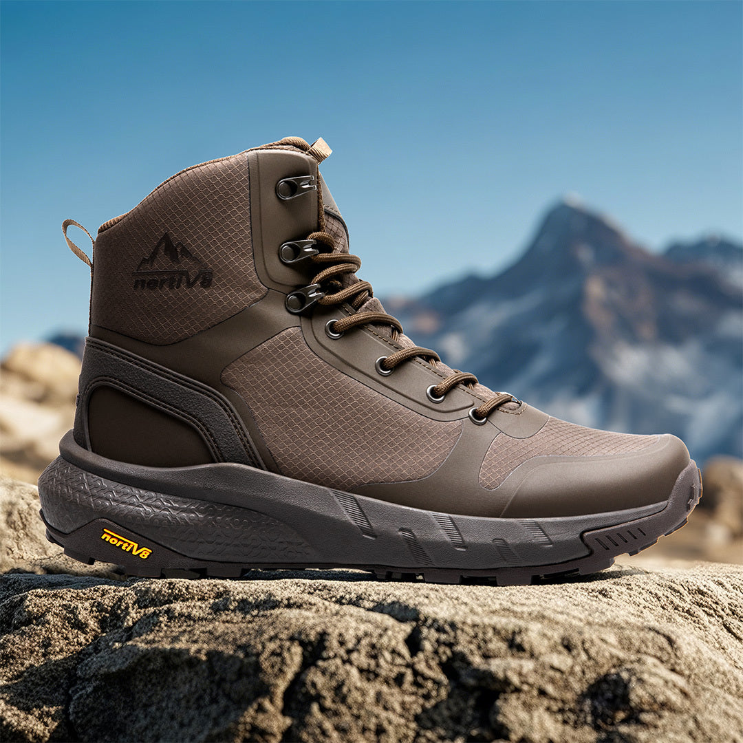 Men's Waterproof Hiking Boots Mid Tactical Boot Comfortable Lightweight Boots for Work All Day Side Zipper Motorcycle Combat Boots Backpacking Trekking