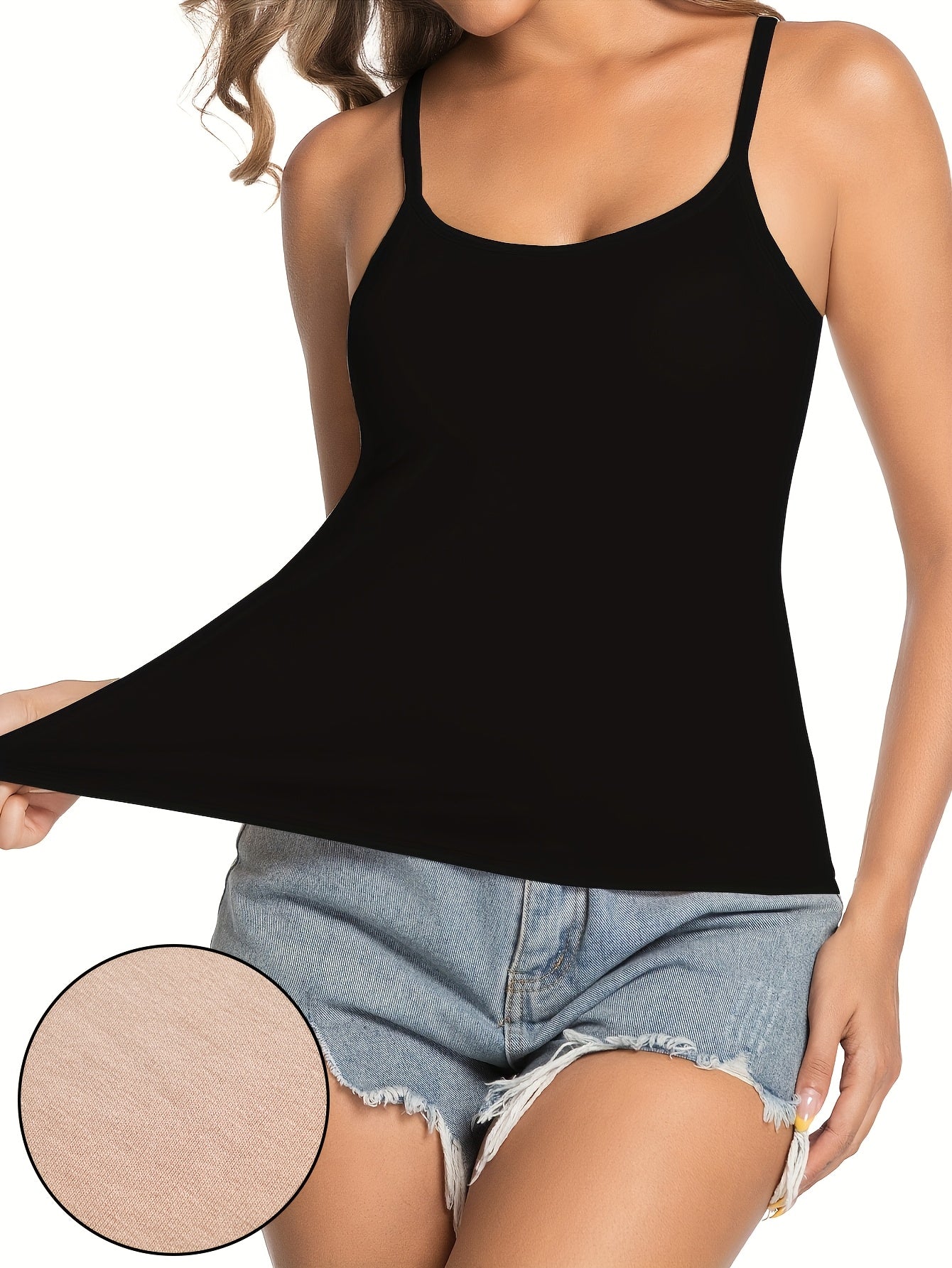 5-Piece Women's Built-in Bra Padded Camisole Tank Tops - Seamless Longline Tops, Soft Stretch Fabric, Solid Colors Pink/White/Gray/Black/Beige, Suitable for Layering and Daily Wear, Versatile Strapless Vest, Smooth Texture Basic Style