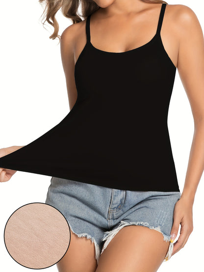 5-Piece Women's Built-in Bra Padded Camisole Tank Tops - Seamless Longline Tops, Soft Stretch Fabric, Solid Colors Pink/White/Gray/Black/Beige, Suitable for Layering and Daily Wear, Versatile Strapless Vest, Smooth Texture Basic Style