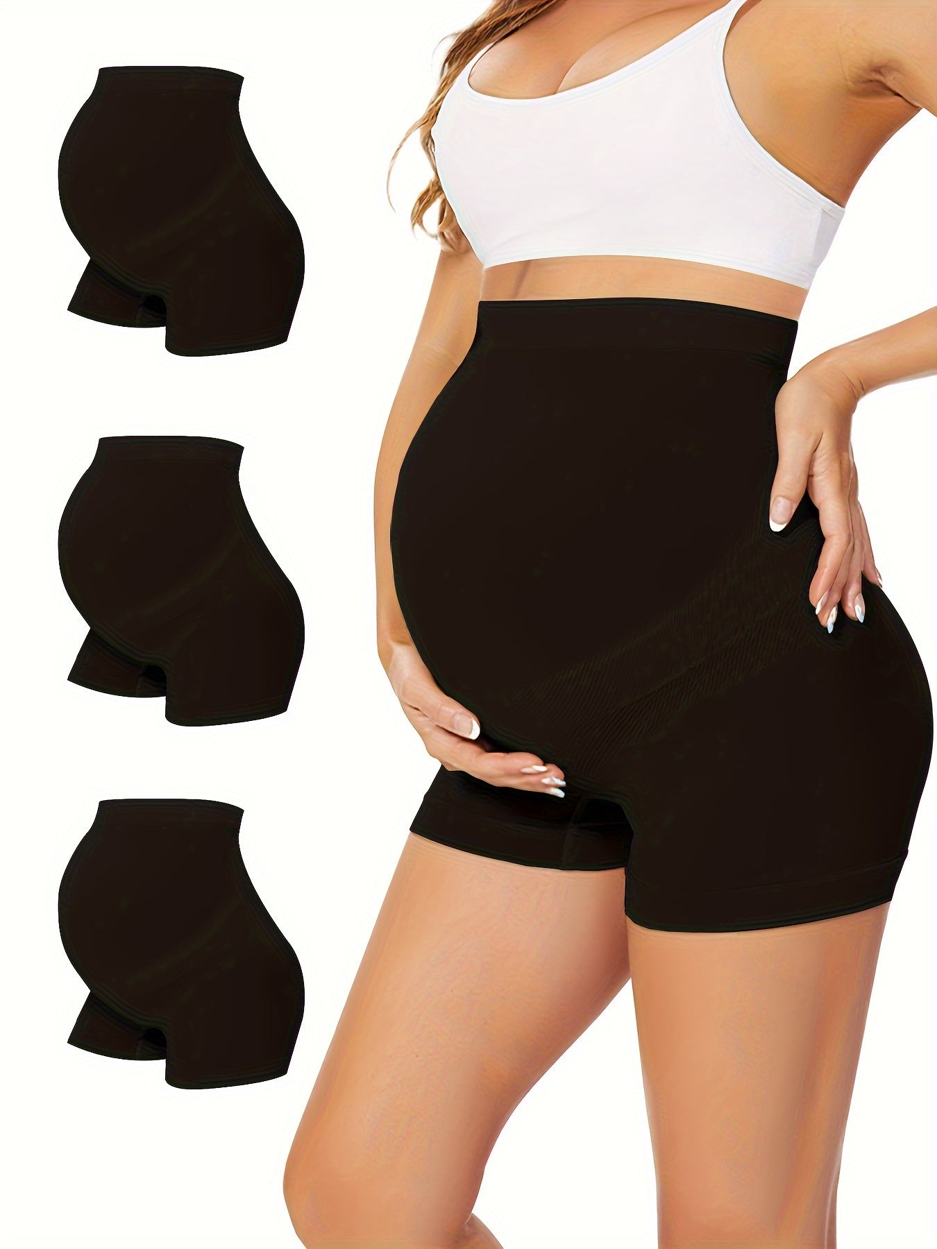 3 Pack Maternity Seamless Leggings High-waisted Panties Soft Belly Support Leggings