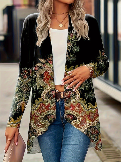 Spring And Autumn New Women Tops Printed Cardigan Casual Long-sleeved Thin Coat - Floral Print, Lightweight & Breathable - For Women - Perfect for Spring & Autumn - Ideal Gift for Fashionable Women