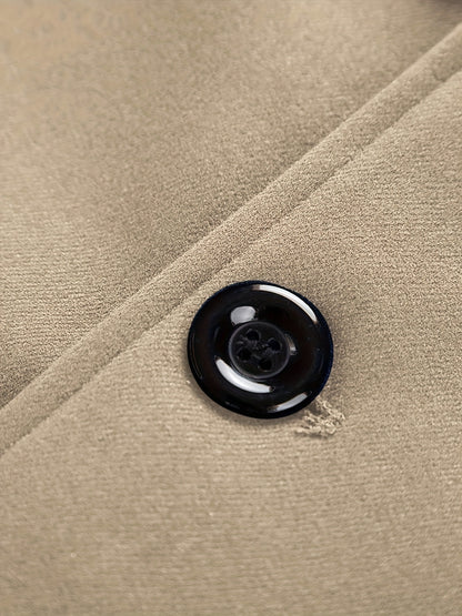 Men's Notch Lapel Long Trench Coat - Casual Insulated Winter Peacoat Classic Double Breasted Overcoat Solid Winter Coat -  Wool Blend - For Men - Suitable for Winter - Perfect Gift for Men