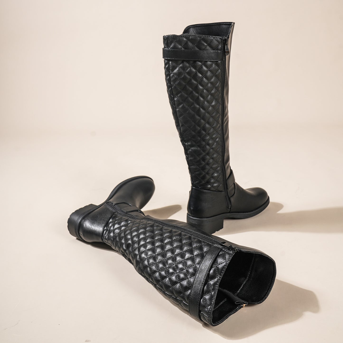 Women's Knee High Boots Wide Calf Low Heel Riding Boots With Side Zipper With Buckle Fall Tall Boots for Women Suitable for party, dance, shopping, walk, office. Perfect gift for friends, wife, sister, daughter.