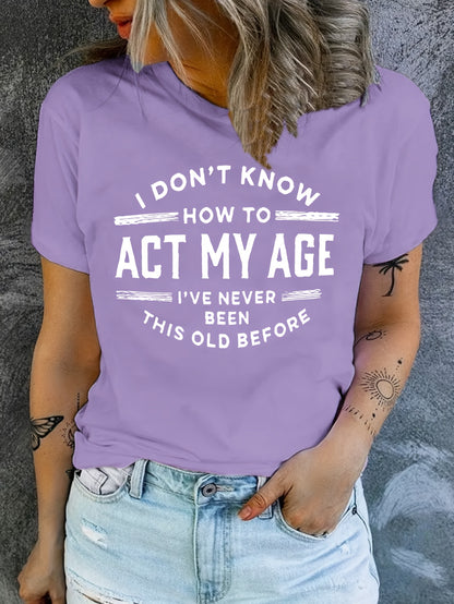 Trendy Women'S T-Shirt with Letter Design - Comfortable And Casual Short Sleeve Crew Neck Top for Daily Use And Fashionable Layering