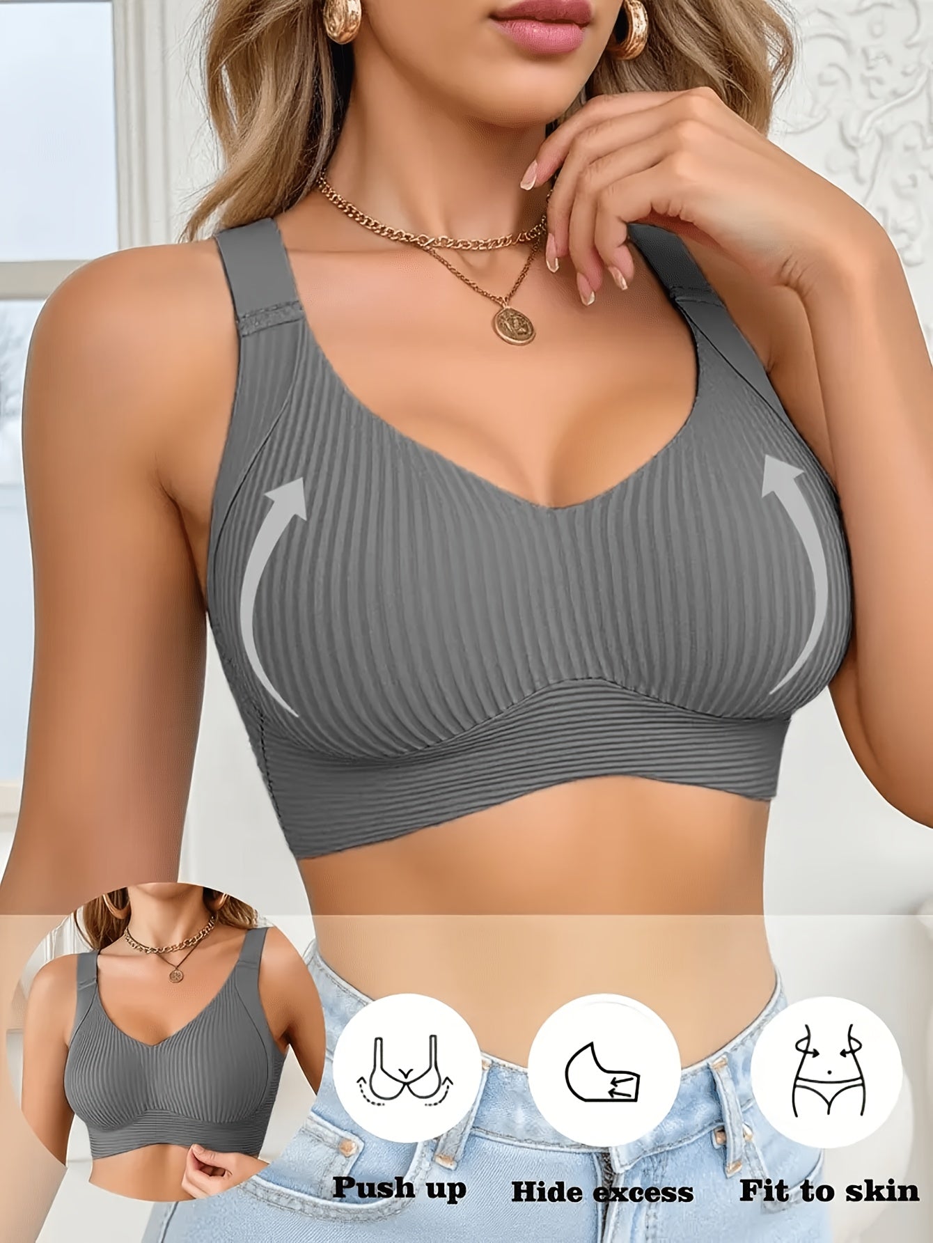 6pcs Seamless Sports Bra for Women, Comfortable, Breathable And Soft, with Detachable Breast Pads, Wide Shoulder Straps, Fully Covered Without Steel Rings. Suitable for Fitness, Running, Yoga Exercise And Daily Casual Underwear.