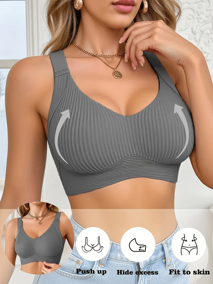 6pcs Seamless Sports Bra for Women, Comfortable, Breathable And Soft, with Detachable Breast Pads, Wide Shoulder Straps, Fully Covered Without Steel Rings. Suitable for Fitness, Running, Yoga Exercise And Daily Casual Underwear.