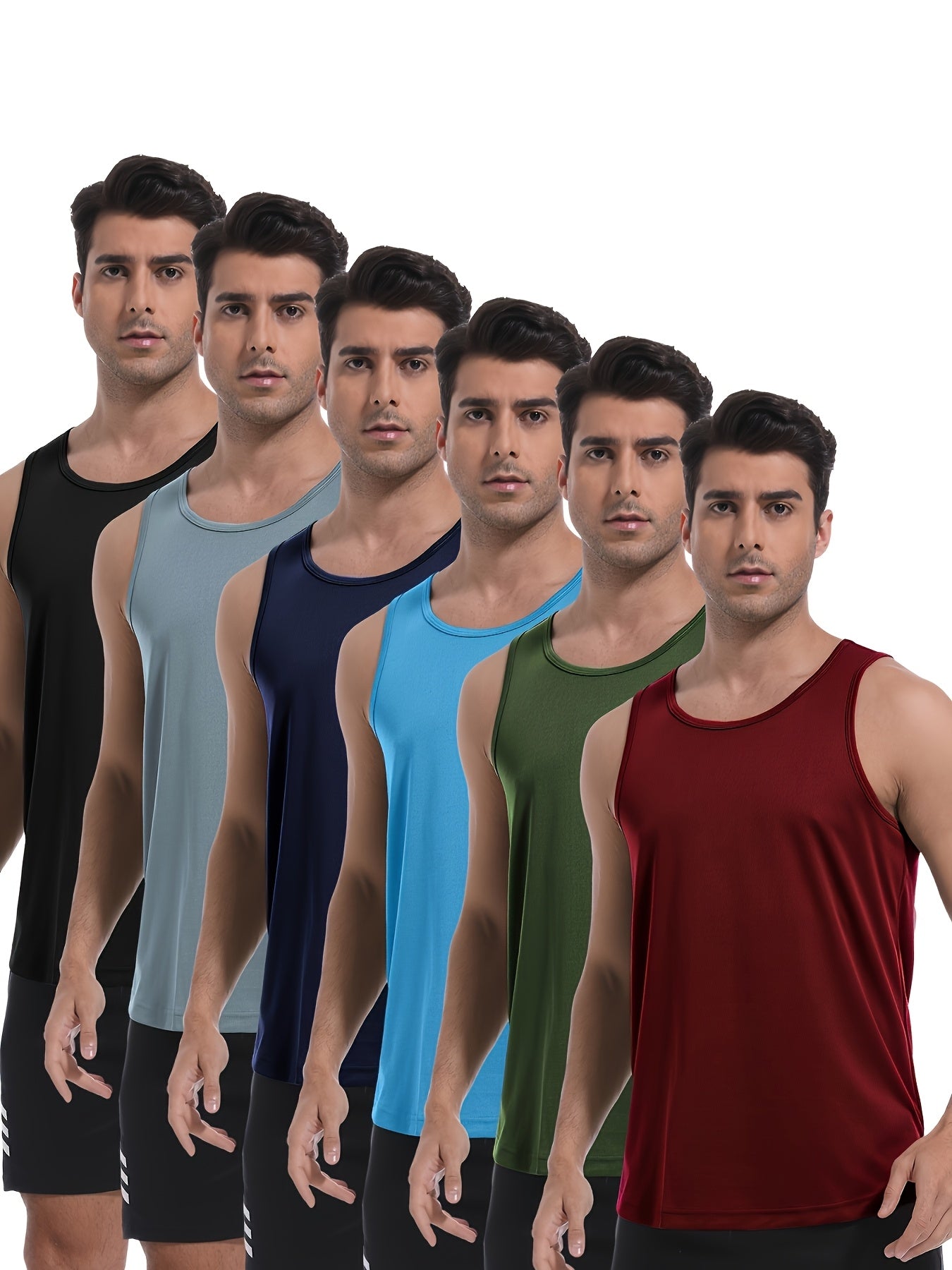 6pcs Men'S Quick Dry Workout Tank Tops Breathable Gym Sleeveless Muscle Shirts For Active Men