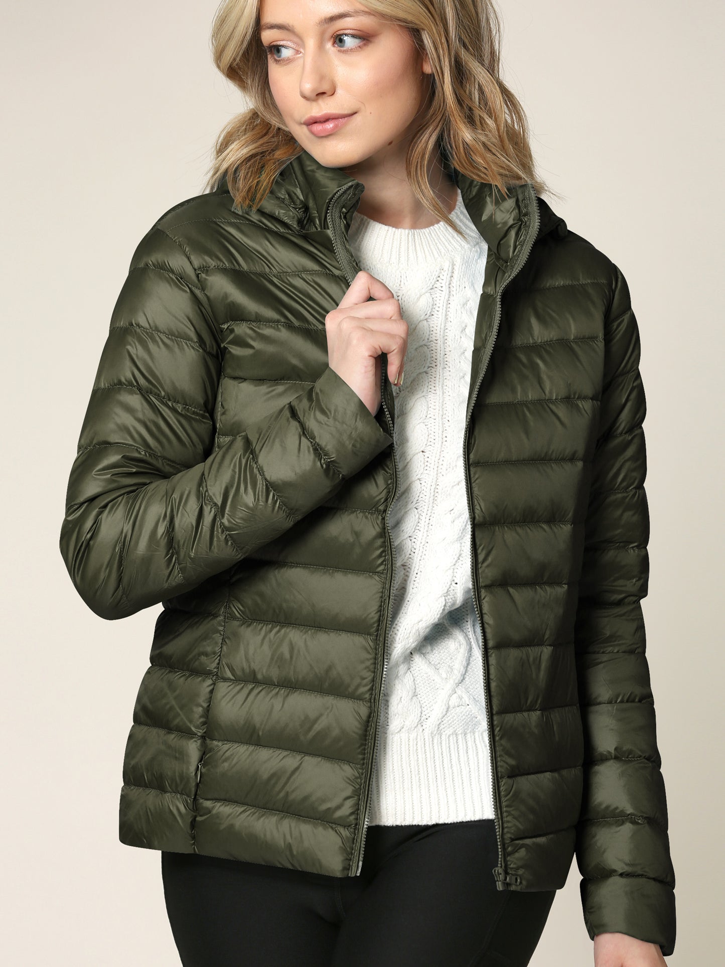Women's Ultra Light Weight Packable Down Jacket with Removable Hood