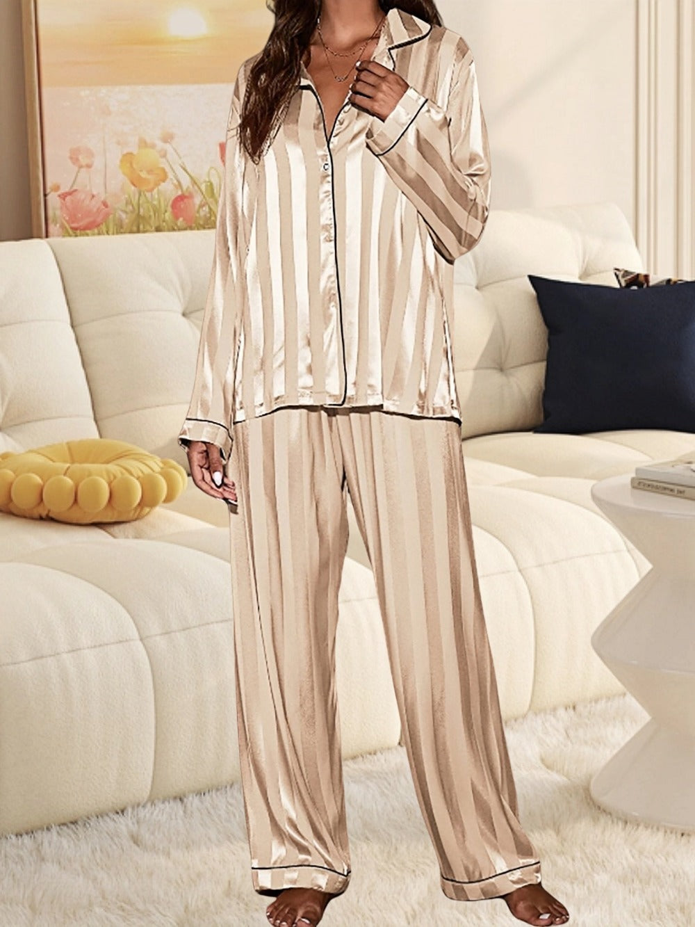 Women's Pajama Set - Striped Design Style 18705125