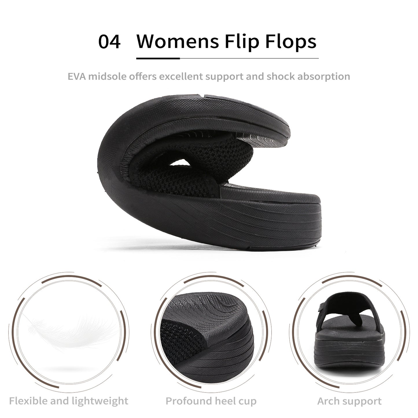 Shoes for Women, Womens Sandals, Women's Arch Support Soft Cushion Flip Flops Thong Sandals, Comfortable, Simple, Suitable for Summer Vacation, Walking, Shopping