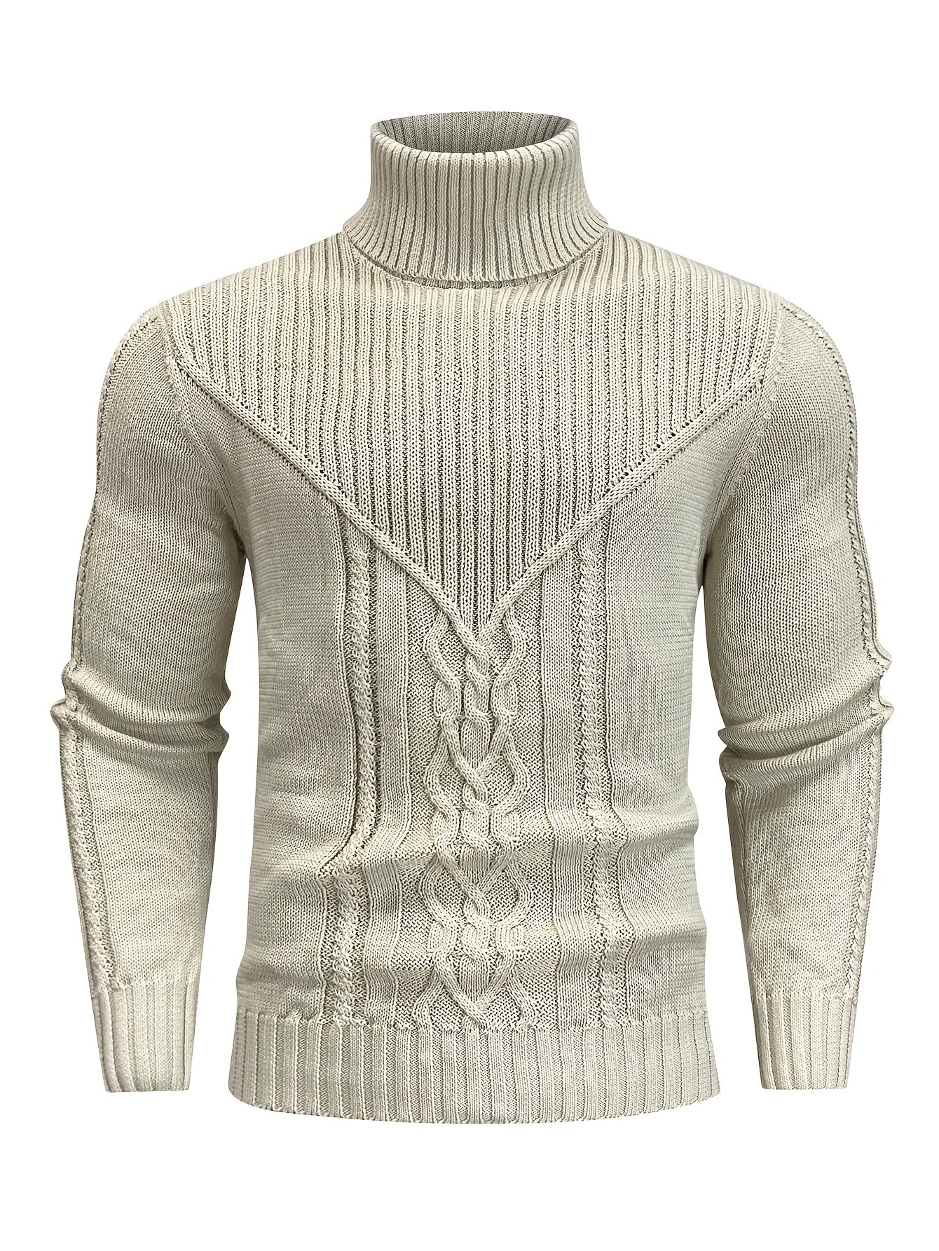 Men's Mature Casual Vintage Twisted Turtleneck Knit Pullover