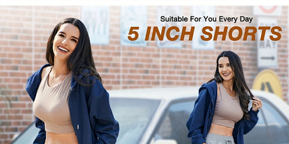 3pcs 5" Womens Shorts Basic Shorts Lightweight Quick Dry Workout Shorts with Pockets