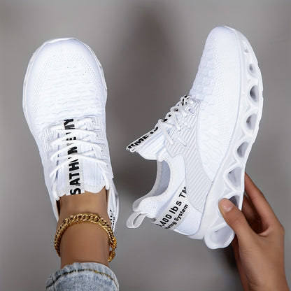 Women'S Sneakers, Women'S Running Shoes, Lightweight Slip-On Flat Shoes Twist Shoes Women'S Casual Shoes, Thick Sole Lace-Up Walking Shoes, Breathable Mesh Tennis Shoes, Trendy Versatile Solid Workout Shoes