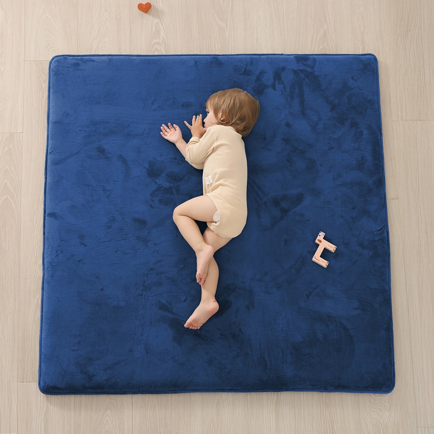 Thickened Japanese Tatami Mat, Comfortable Coral Velvet Baby Playmat for Floor, 1.2"(2.8Cm) Thick Foam Crawling Rug for Kids, Nursery, 50"X50" Playpen Mat, Yoga Mat for Living Room, Easy Care with Non-Slip Cushioned