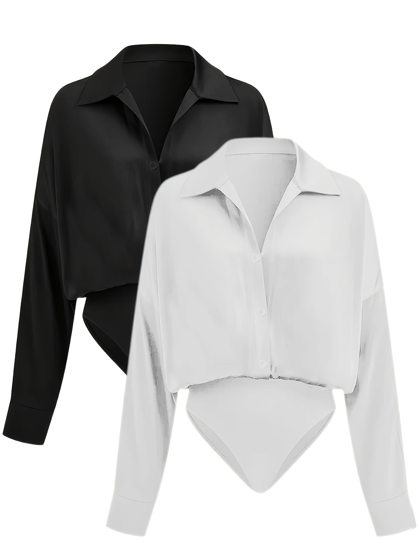 2pcs Women's Long-Sleeve Shirt Bodysuit