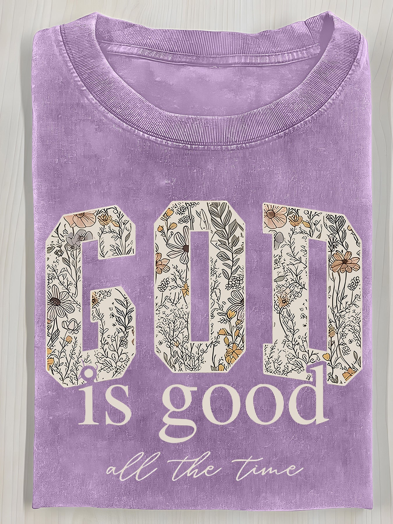 Washed, Printed T-shirts with GOD Flowers, Vintage Fashion Brand T-shirts with High Quality Batik, Ladies' T-shirts, Ladies' Autumn T-shirts, Halloween Christmas Gifts and Holiday Gifts.