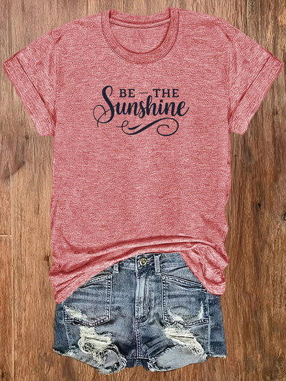 Women'S Casual Sports T-Shirt | Lightweight & Breathable European Summer Round-Neck Tee With Uplifting 'Be The Sunshine' Print - Ideal For Spring/Summer And Perfect For Various Occasions
