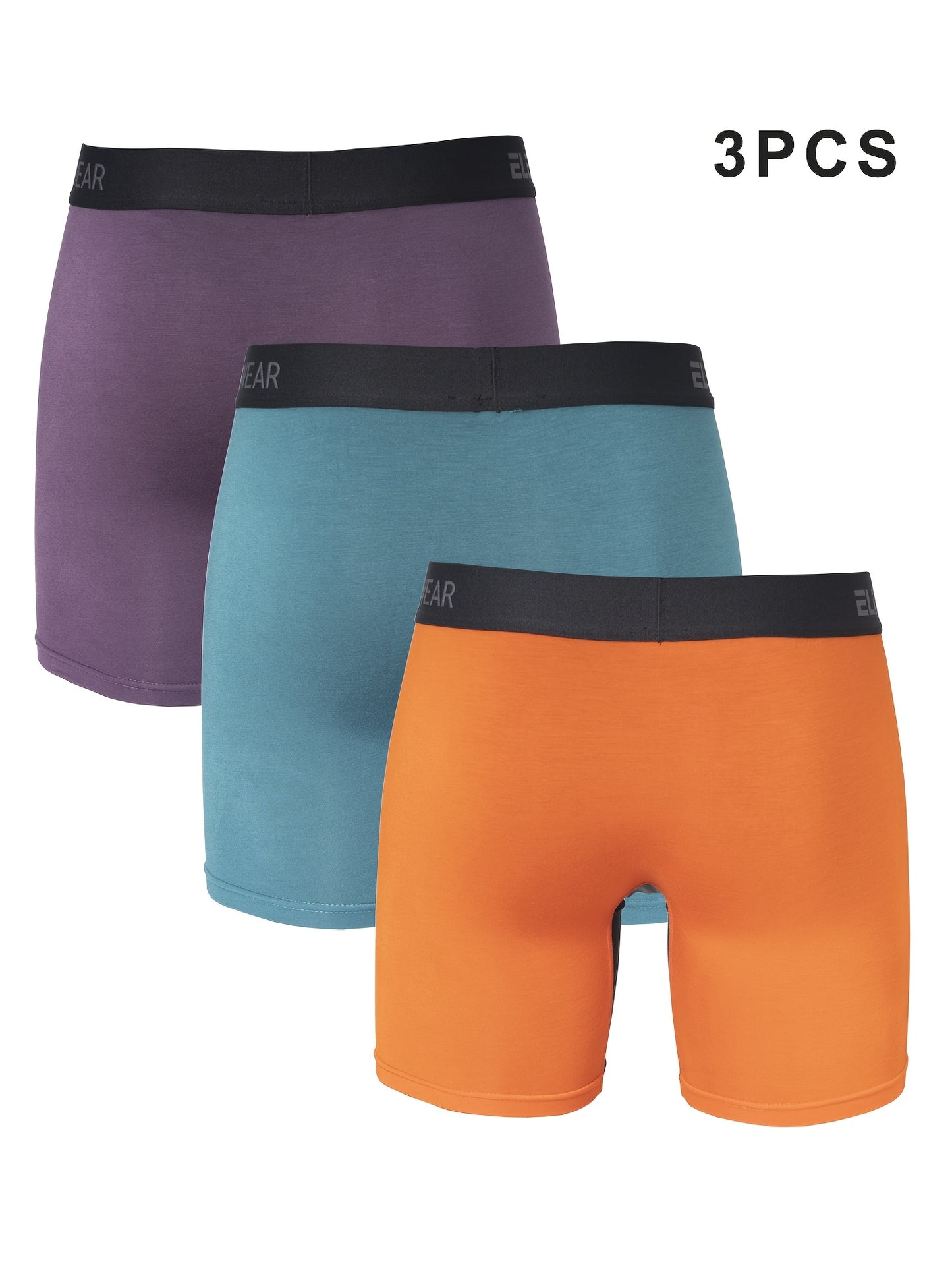 Set of 3 ELEWEAR Bamboo Fiber Men'S Underwear with Side Openings, Long Boxer Shorts for Sports And Leisure, Moisture-Wicking.