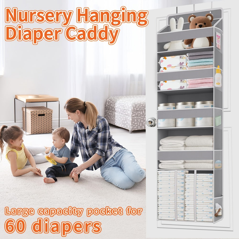 6-Shelf Over-the-Door Organizer - Clear Front and Side Pockets