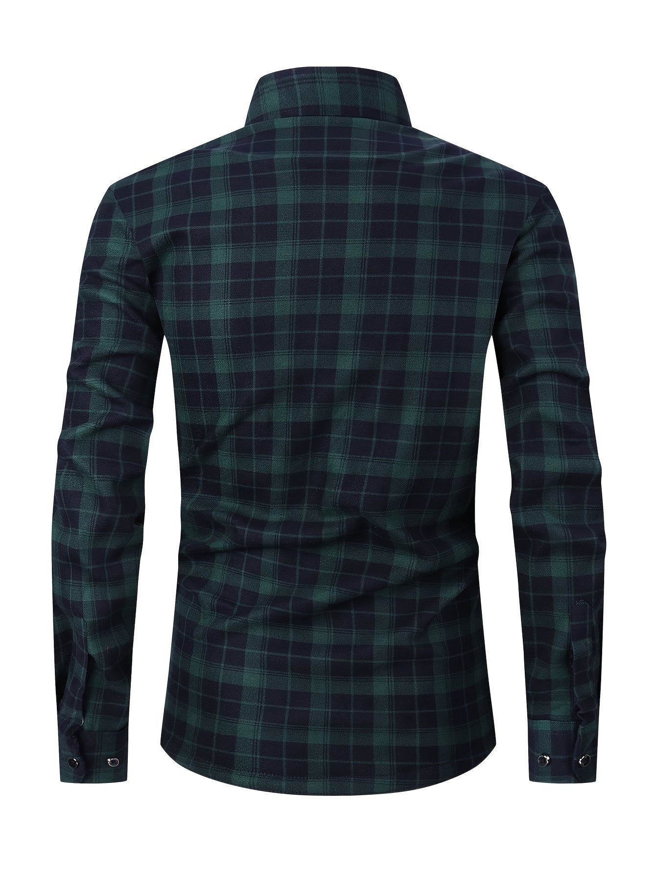 Men'S Heavyweight Long Sleeve Shirt - Thick Winter Jacket with Button Front Placket, Navy Blue & Brown Plaid, Formal & Casual Button-Up Blouse for Office, Outdoor, Everyday - Classic Button-Up Shirt for Men, Winter Jacket, Outdoor Clothing