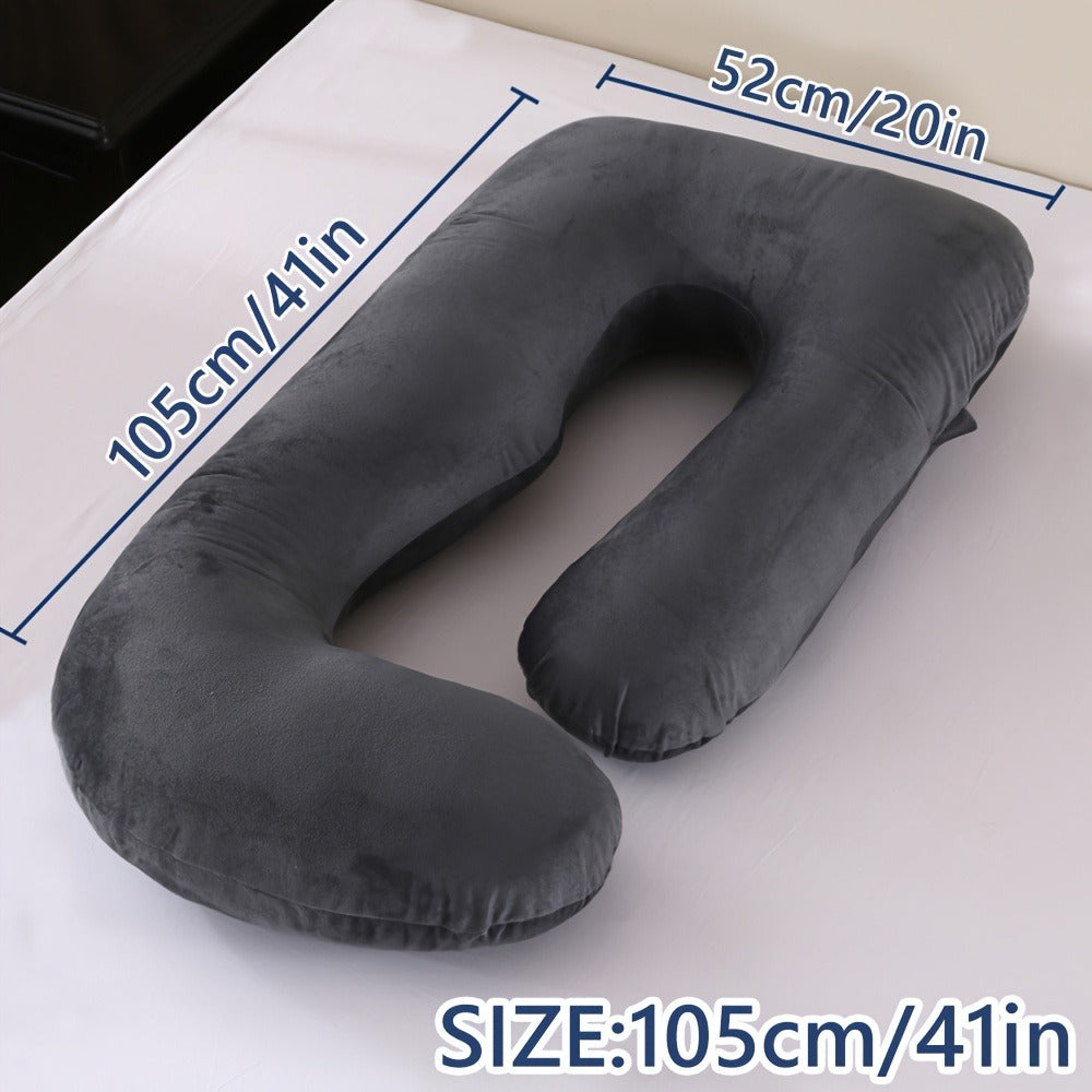 J-Shaped Pregnancy Pillow - Full-Body Support with Removable Cover