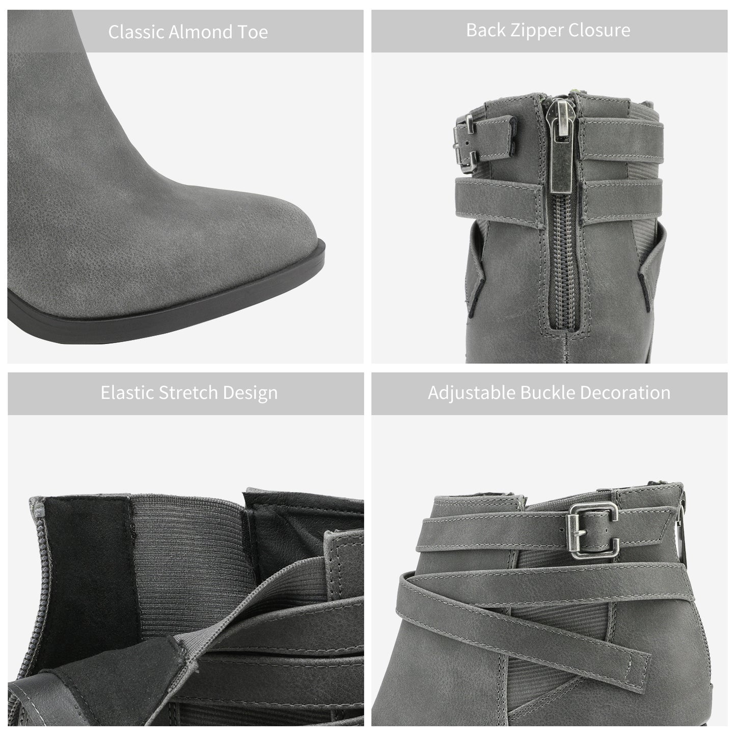 Women's Chunky High Heel Ankle Boots, Close Toe Fall Heeled Booties Shoes