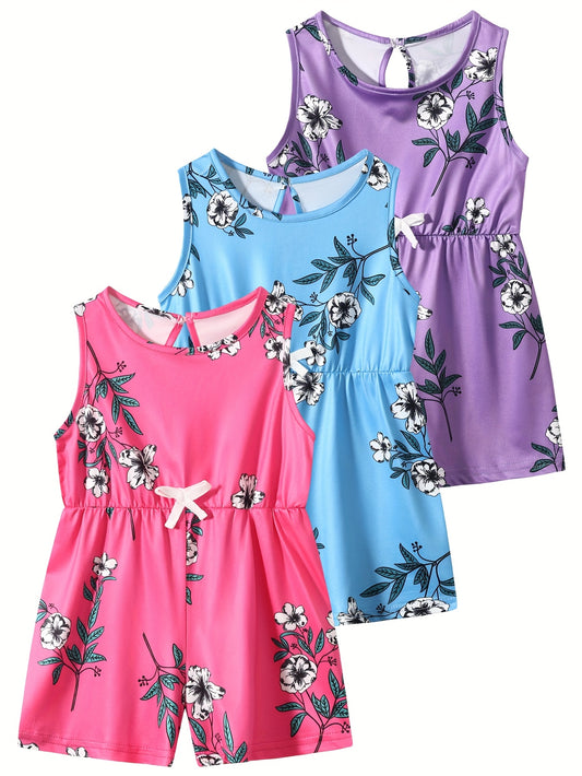 Set of 3, Trendy Summer Jumpsuits for Girls, Perfect for Casual Wear, for Outdoor