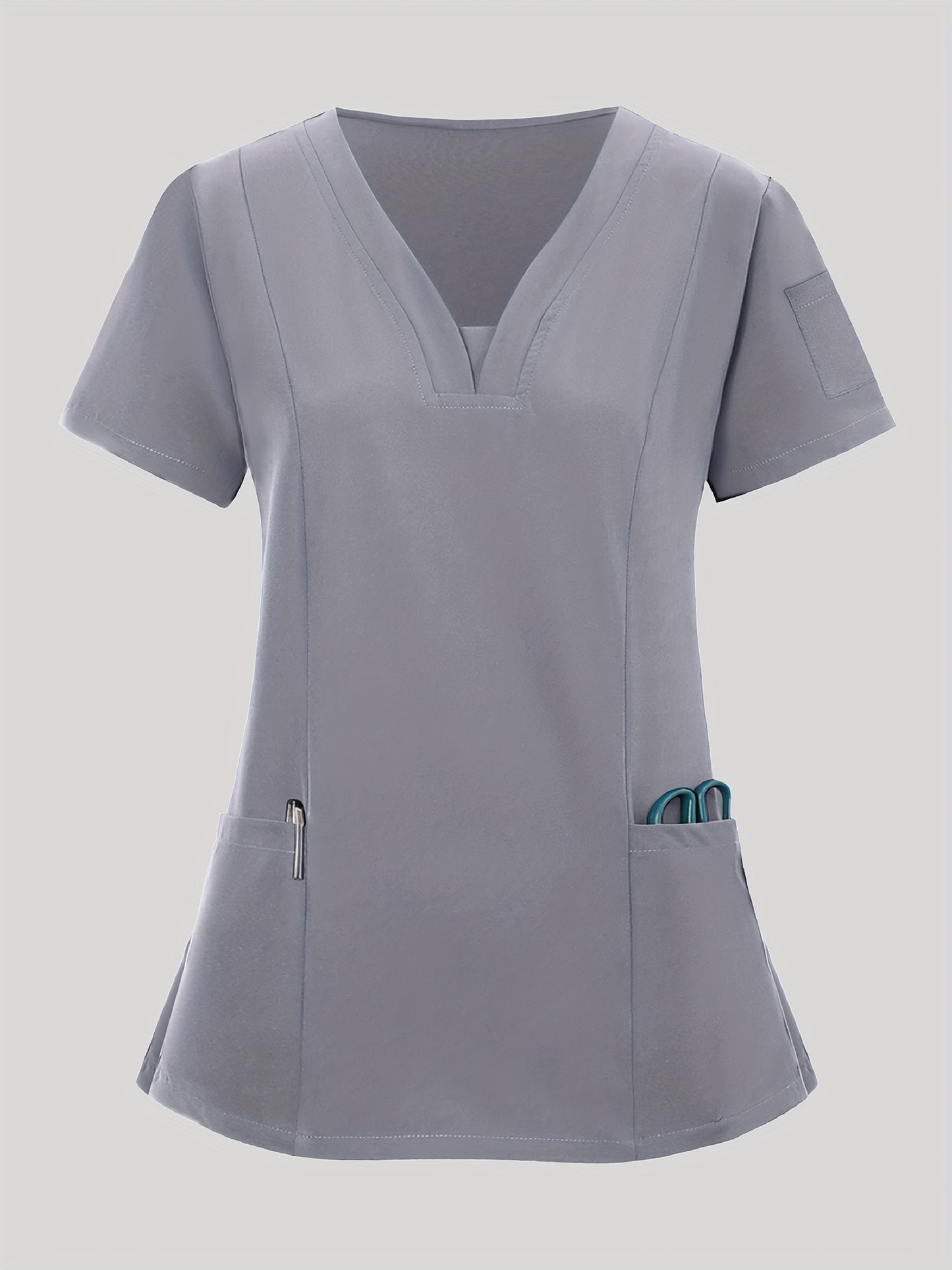 Women'S V-Neck Frosted Breathable Uniform Pocket Handwash Workwear Brush Handwear Top