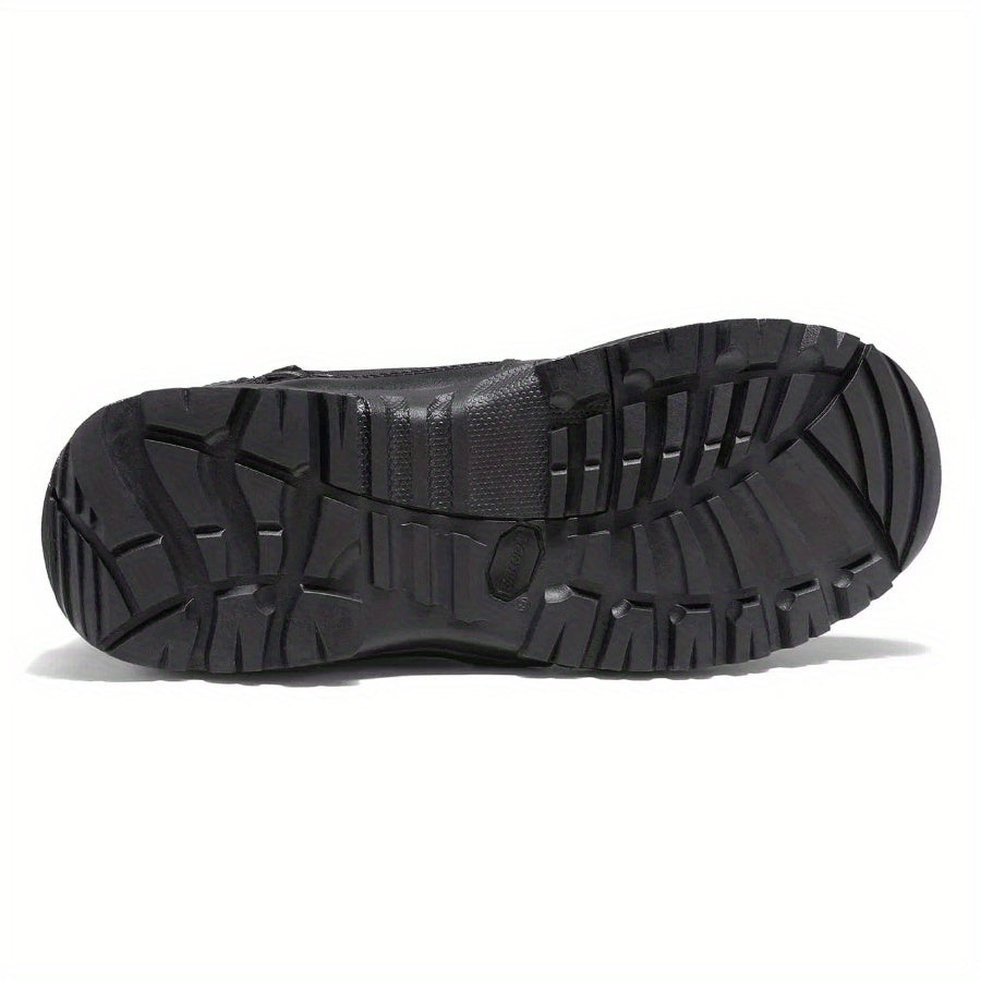 Men'S Wide Tactical Work Boots Side Zipper Motorcycle Boots Ankle Support, Slip-Resistant Soles For Motorcycle Outdoor Activities, Durable, Comfortable