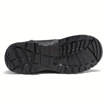 Men'S Wide Tactical Work Boots Side Zipper Motorcycle Boots Ankle Support, Slip-Resistant Soles For Motorcycle Outdoor Activities, Durable, Comfortable